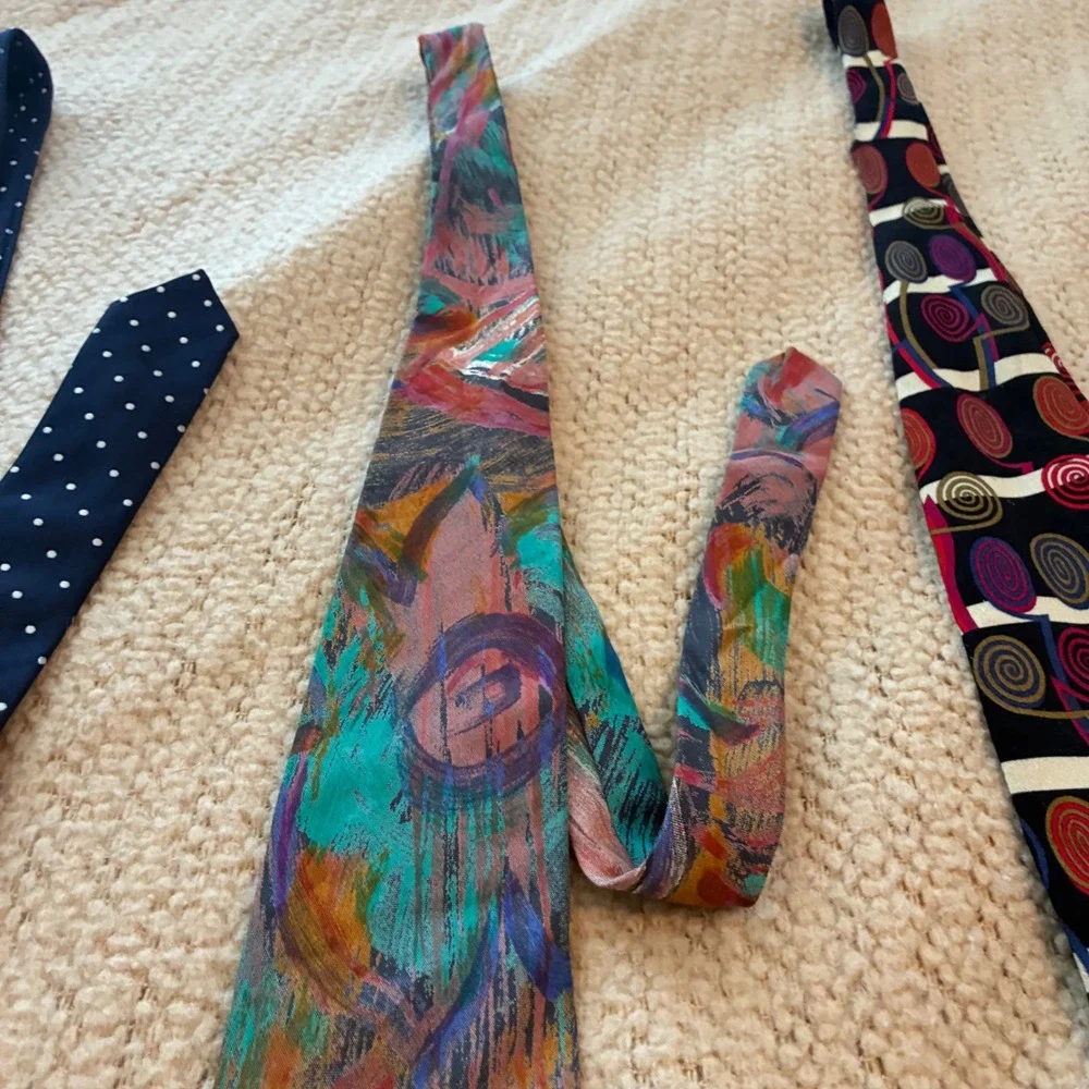 Vintage Abstract Painterly Necktie lot 3 Mens OS Multicolored Art Teacher Office